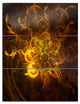 "Golden Fractal Flower in Dark" Metal Wall Art, 3 Panels, 28"x36"