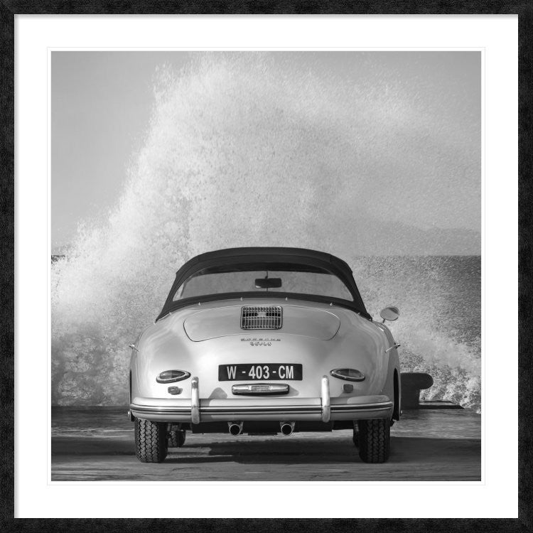 Ocean Waves Breaking on Vintage Beauties  (BW detail 2), 44"x44"
