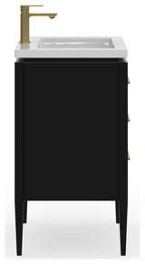 Celios Bathroom Vanity, Black with Brass Trim, 24", Single Sink, Freestanding