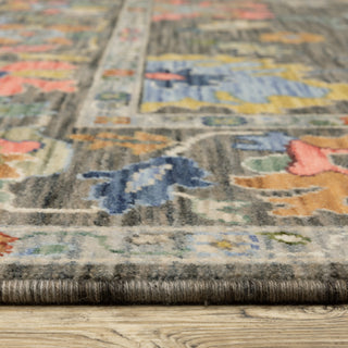 Leoness Vintage Traditional Gray/ Multi Area Rug, 9'10" x 12'10"
