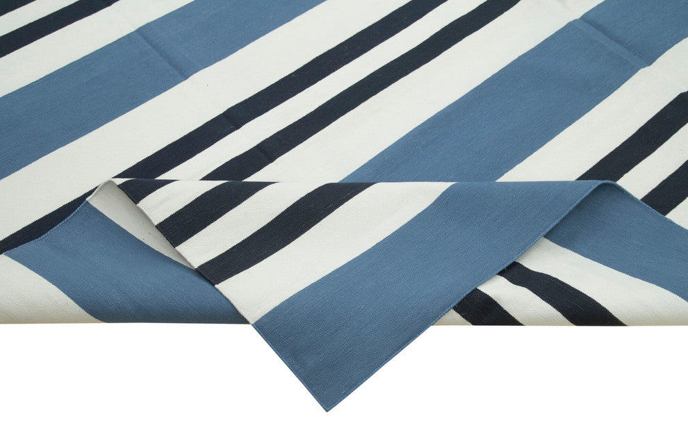 Rug N Carpet - Handmade Wool 8' 11'' x 12' 0'' Modern Design Dhurrie Kilim Rug