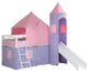 Youth Twin Tent Loft Bed, Pink, Purple White