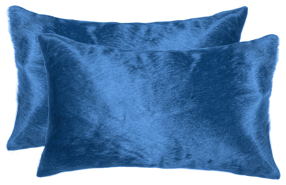 12"x20" Torino Cowhide Pillows, Set of 2, Sky Blue