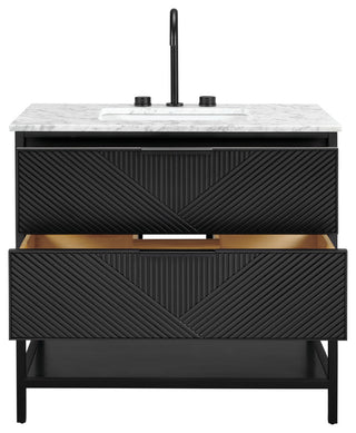 Diamond 36" Bath Vanity, Charcoal Black/Matte Black, 36", Marble Top