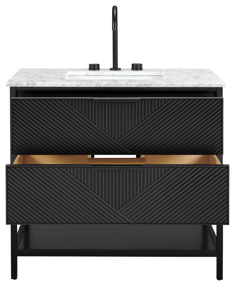 Diamond 36" Bath Vanity, Charcoal Black/Matte Black, 36", Marble Top