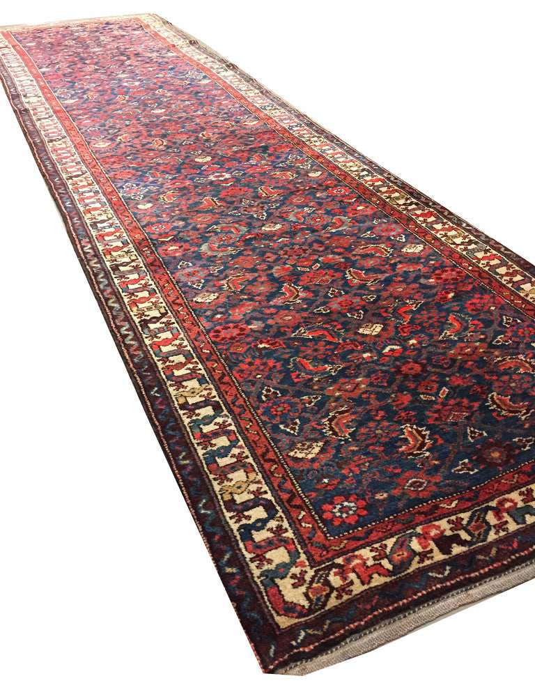 Vintage Consigned Persian Hamadan Runner Rug, 3'4"x13'4"