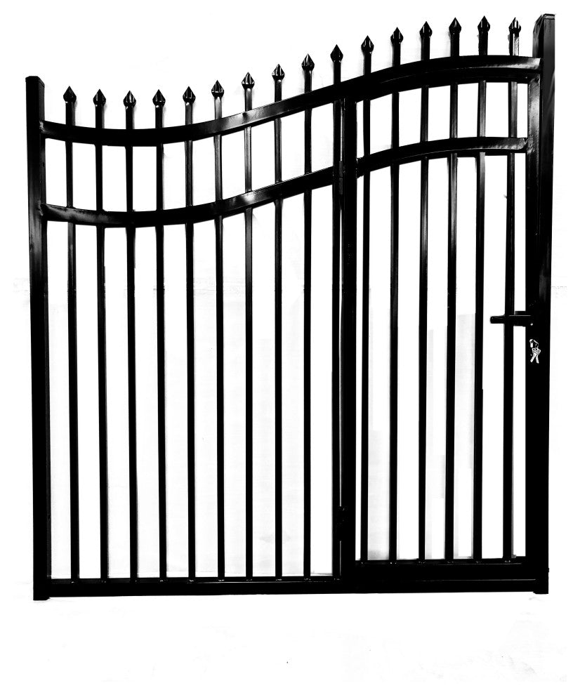 Aleko VIENNA Style 16' Steel Dual Swinging Driveway Gate With Pedestrian Gate