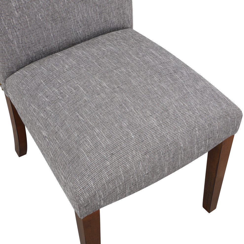 Salina Dining Chair in Performance Fabric with Nail Heads - set of 1, Ashen Grey