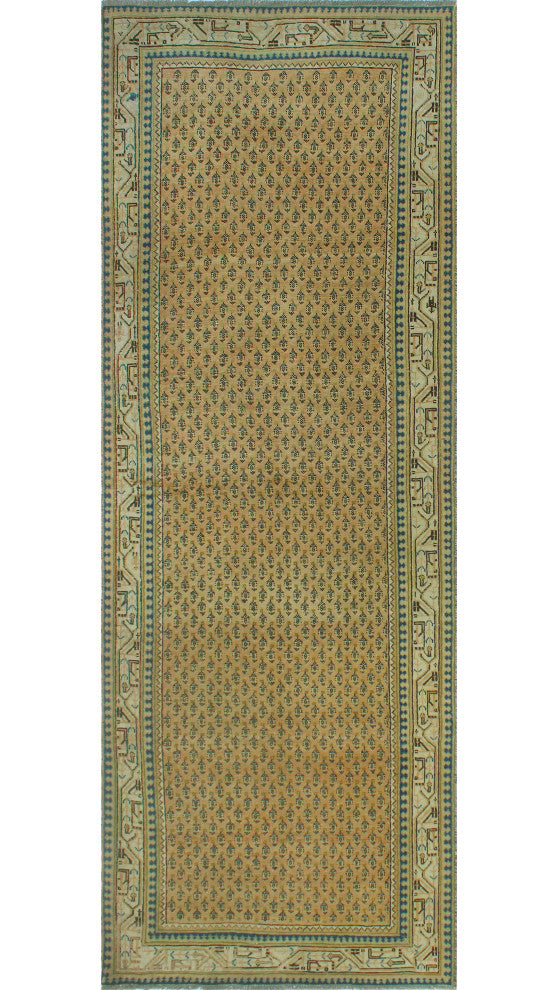 Vintage Distressed Mahmut Rust/Ivory Runner, 3'7x10'3