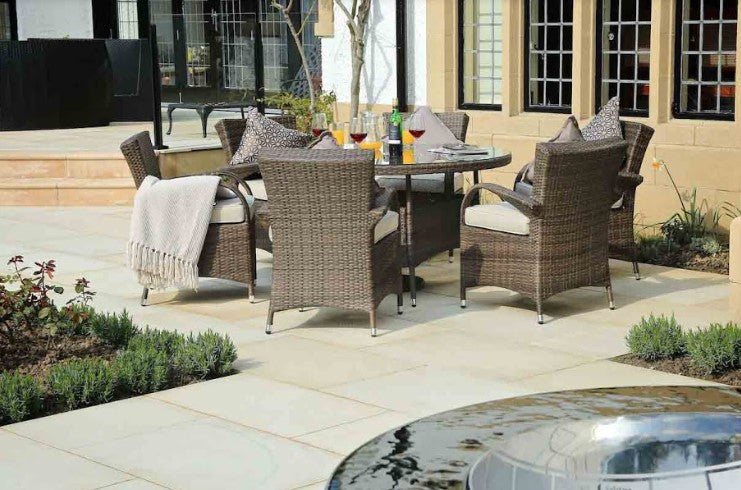 211" X 55" X 32" Brown 7Piece Outdoor Dining Set With Washed Cushion