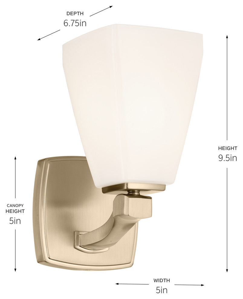 9.5" 1-Light Wall Sconce With Opal Glass