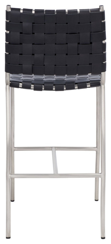 Safavieh Olenna Woven Counter Stool, Black/Silver