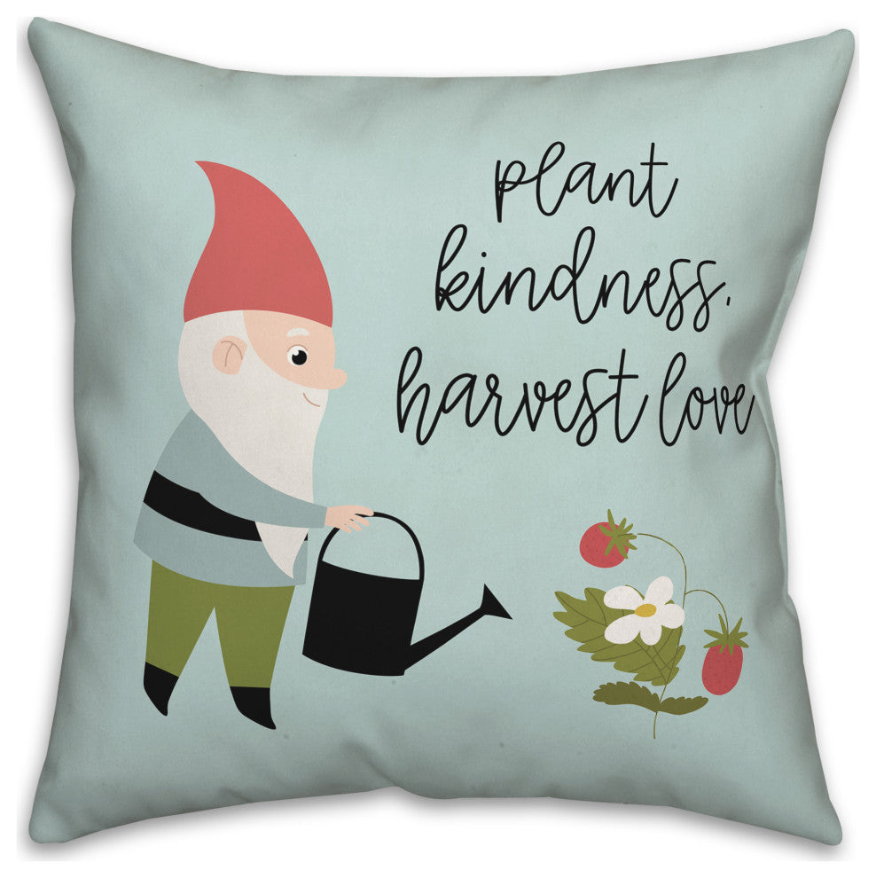 Plant Kindness Harvest Love Gnome 3 20x20 Spun Poly Pillow