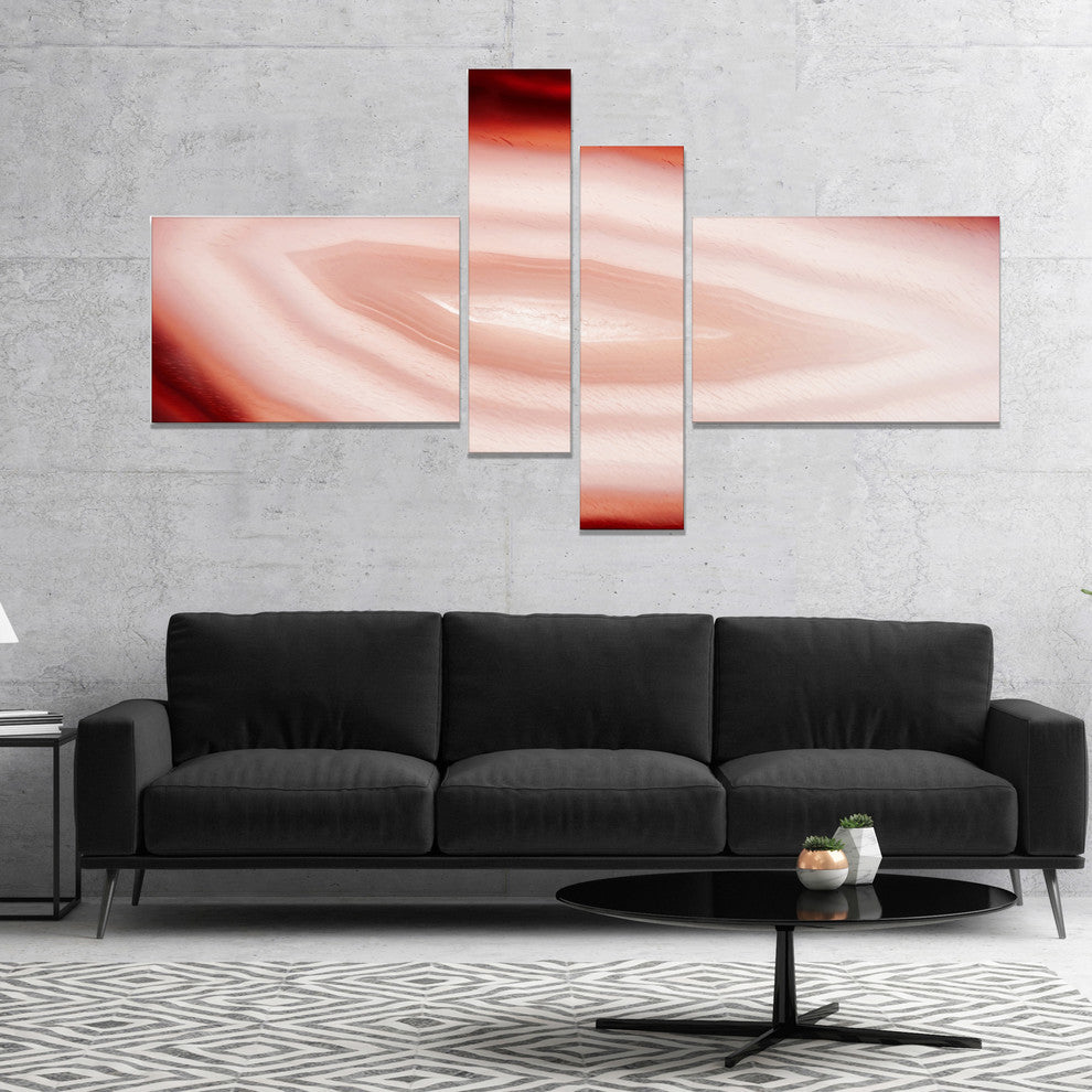 Agate with Chalcedony Geological Crystal, Abstract Canvas Art, 60"x32", 4 panels
