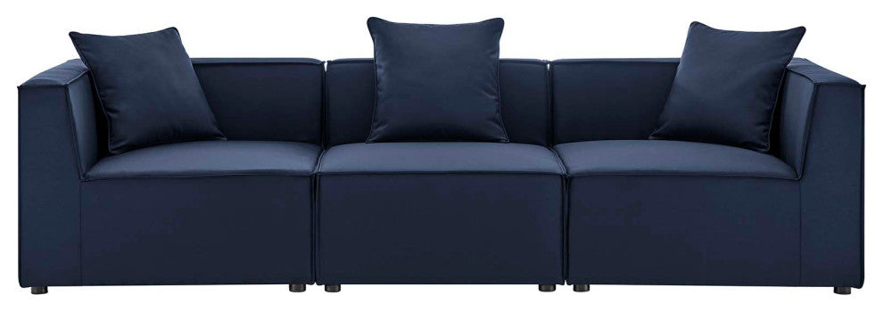 Lounge Sectional Sofa Set, Fabric, Blue Navy, Modern, Outdoor Patio Cafe Bistro