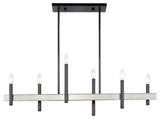 Denmark 6-Light Black Chrome Extra Large Linear Chandelier with Brushed Nickel