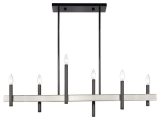 Denmark 6-Light Black Chrome Extra Large Linear Chandelier with Brushed Nickel