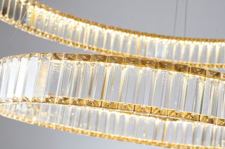 2 Tier Clear Crystal Halo Ring Chandelier With Gold Hardware