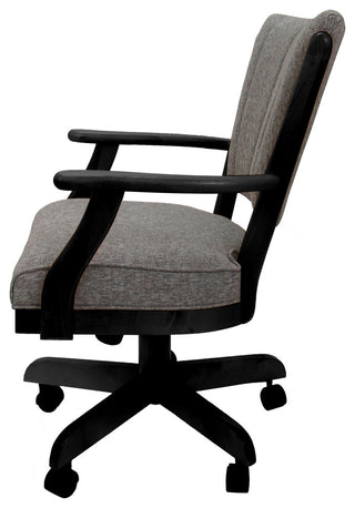 Classic Caster Swivel Dining Chair on Wheels, Solid Wood, Mojave Grey - Black