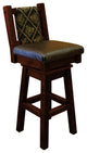 Barnwood Style Timber Peg Swivel Upholstered Barstool, Michael's Cherry, Black Pine Cone and Quarter Espresso, Bar Height