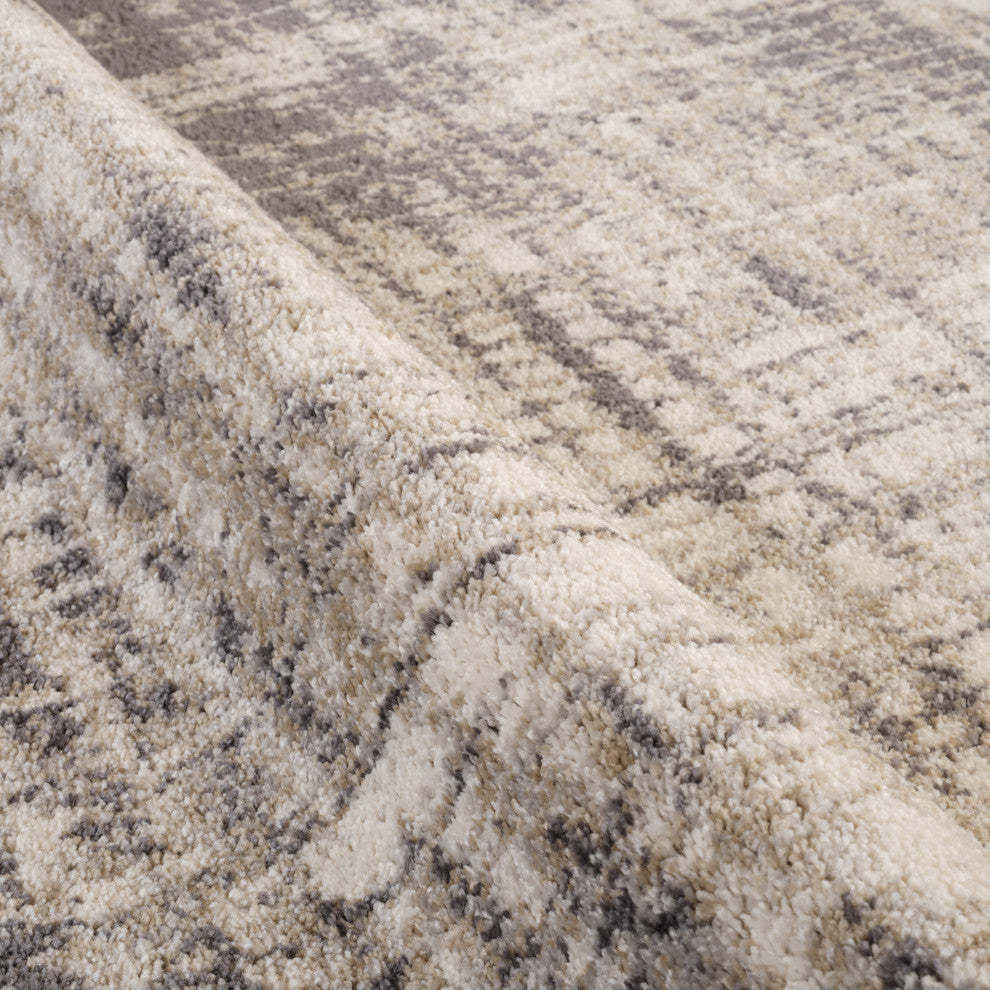 Clifton Abstract Gray Power-Loom Area Rug 6'7" x 9'