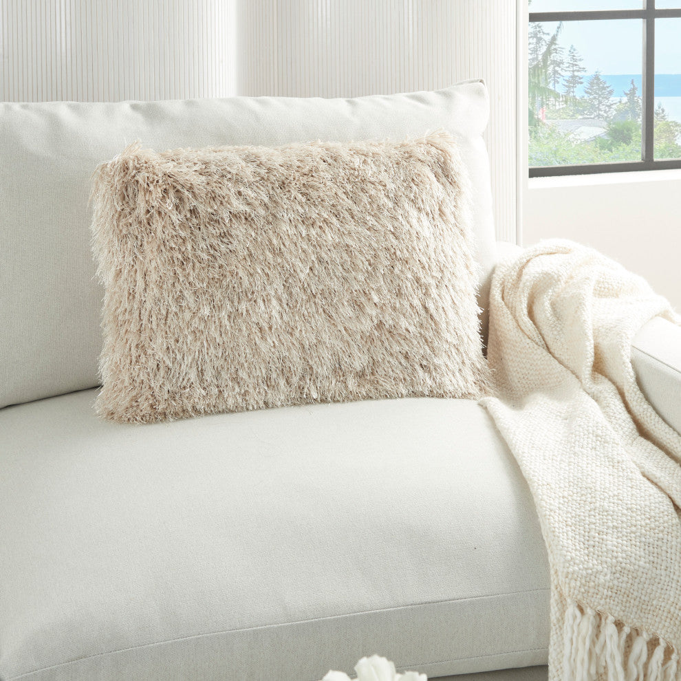 Nourison TL004 Throw Pillow, Beige, 14" x 20"