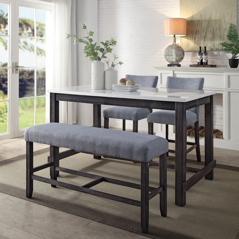 Rectangular Counter Height Table, White/Weathered Espresso