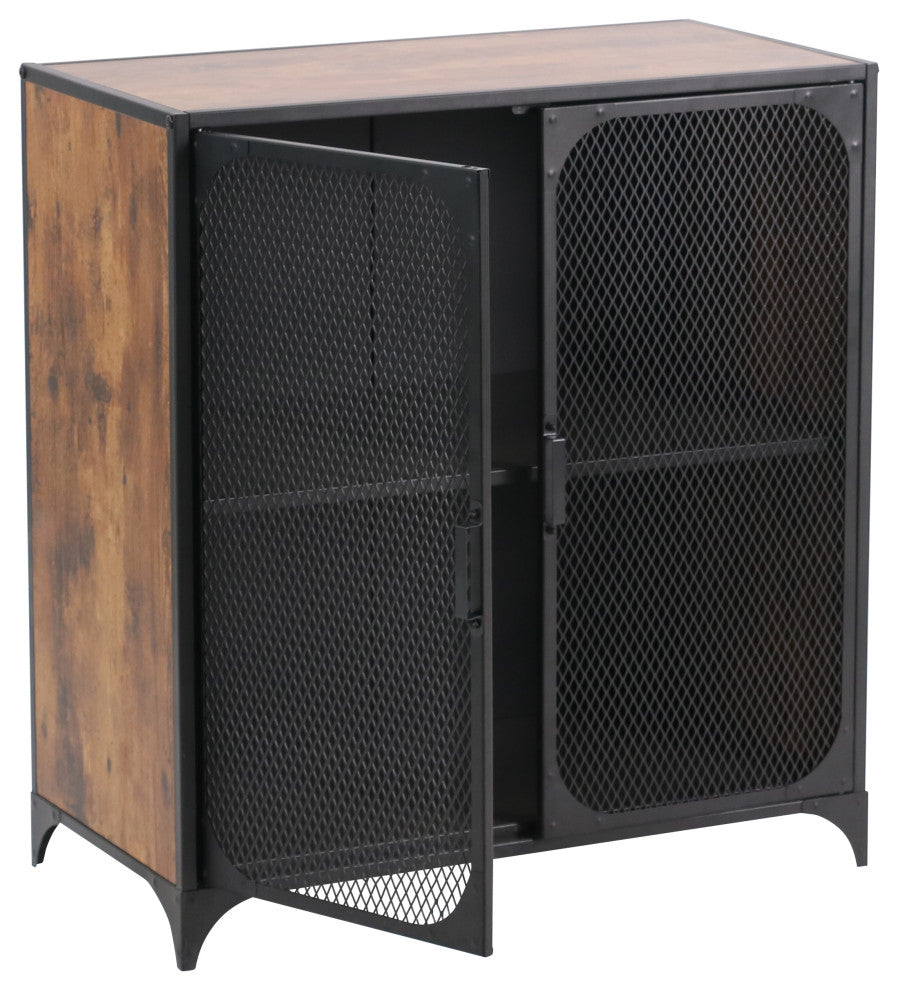 Rustic 2-Door Cabinet With Mesh Doors