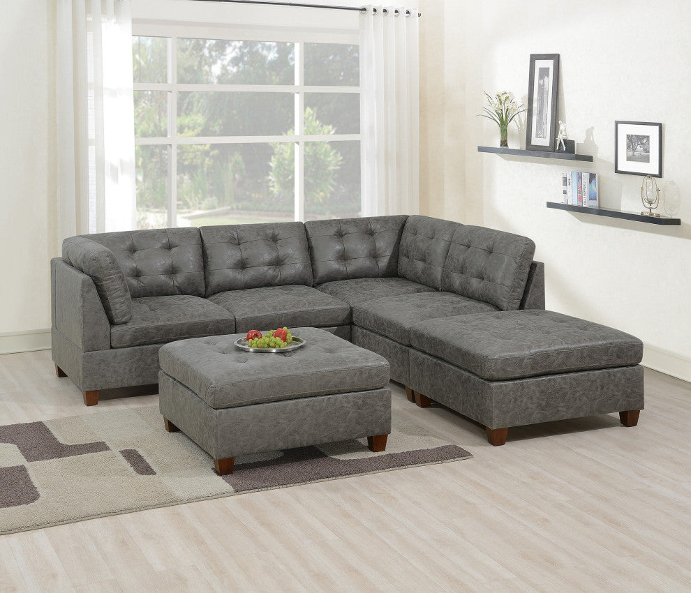 Living Room Armless Chair, Antique Gray