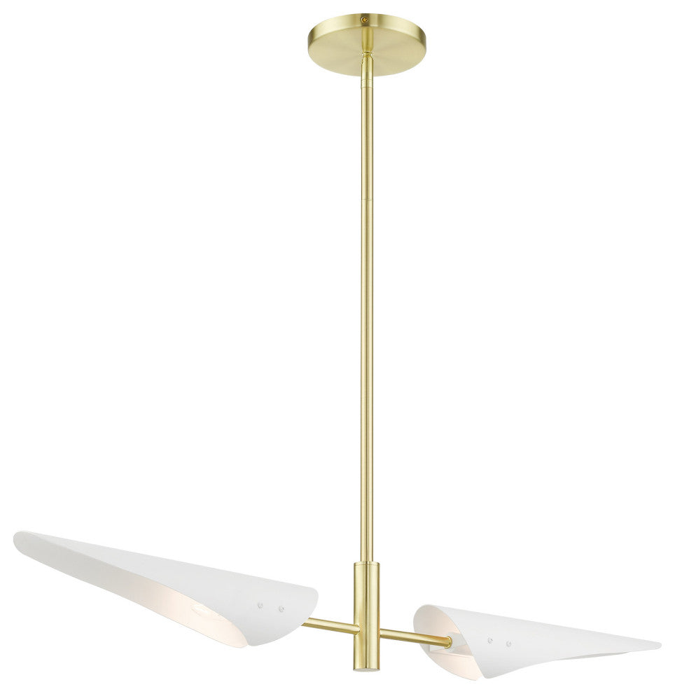 Satin Brass Urban, Mid Century Modern, Balanced Linear Chandelier
