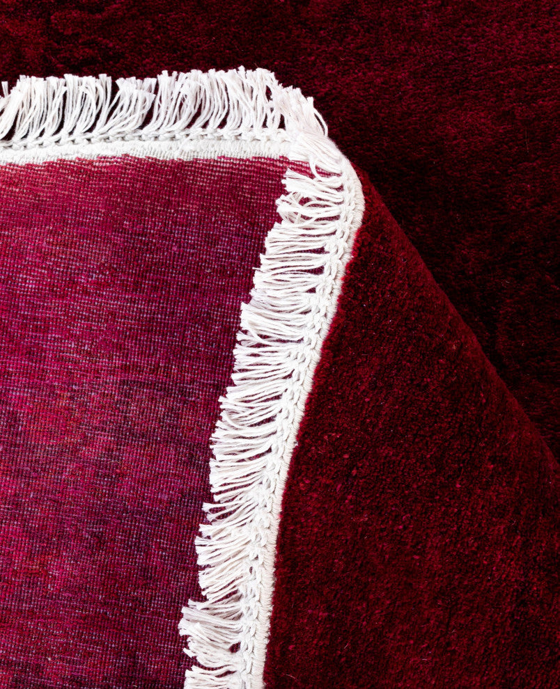 Overdyed One-of-a-Kind Hand-Knotted Area Rug Red, 7' 1" x 7' 1"