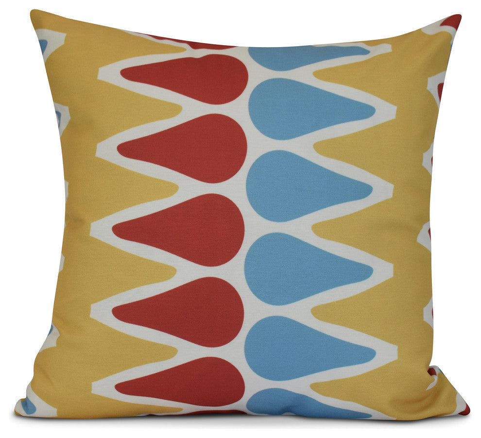 16x16", Geometric, Multi Colored Picks Outdoor Pillow, Yellow