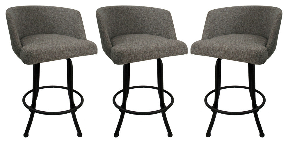 Joey Swivel Metal Stools, Set of 3, Mojave Gray Black, 30"