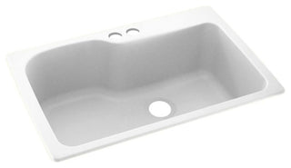 Swan 33x22x10 Solid Surface Kitchen Sink, 2-Hole, White