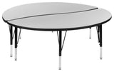 Flash Furniture 2 Piece 60" Oval Wood Top Adjustable Activity Table in Gray