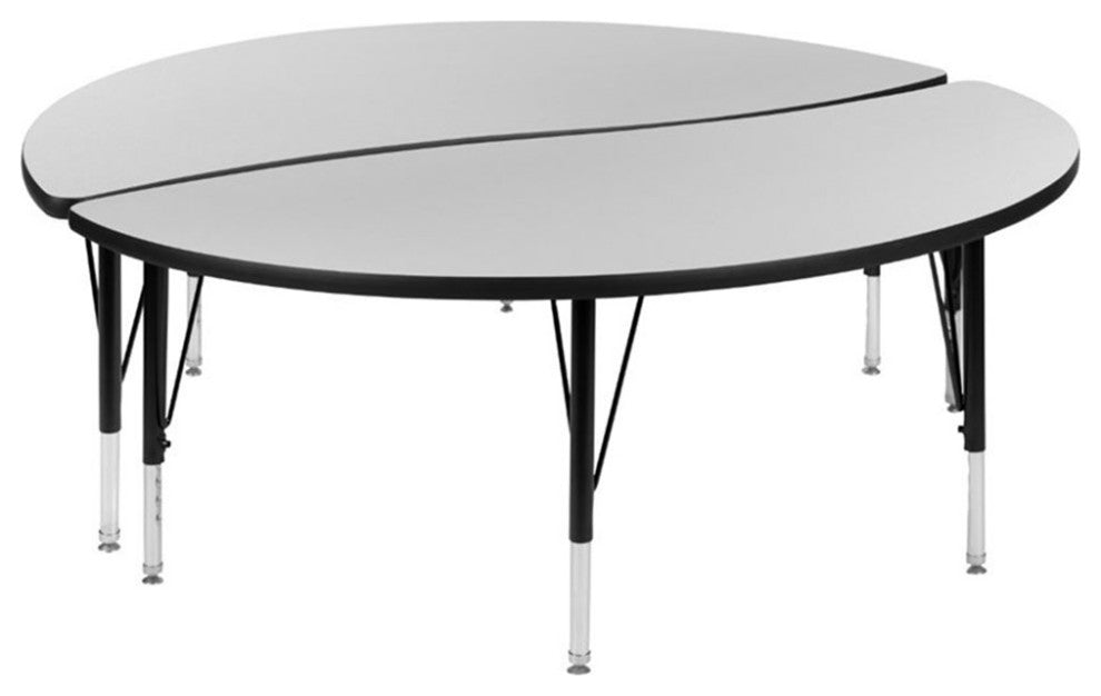 Flash Furniture 2 Piece 60" Oval Wood Top Adjustable Activity Table in Gray