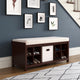 Solid Wood Entry Bench with 1 Bin and 2 Shoe Dividers, Espresso