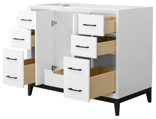 Amici 42" White Single Vanity, No Top, No Sink, Matte Black Trim
