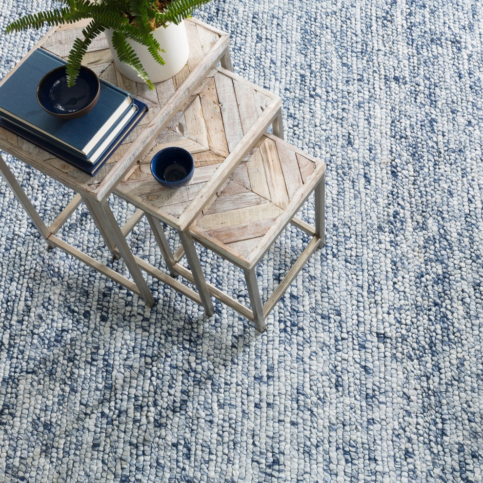 Dash & Albert Niels Navy Handwoven Wool/Viscose Rug, Blue, 3' x 5'