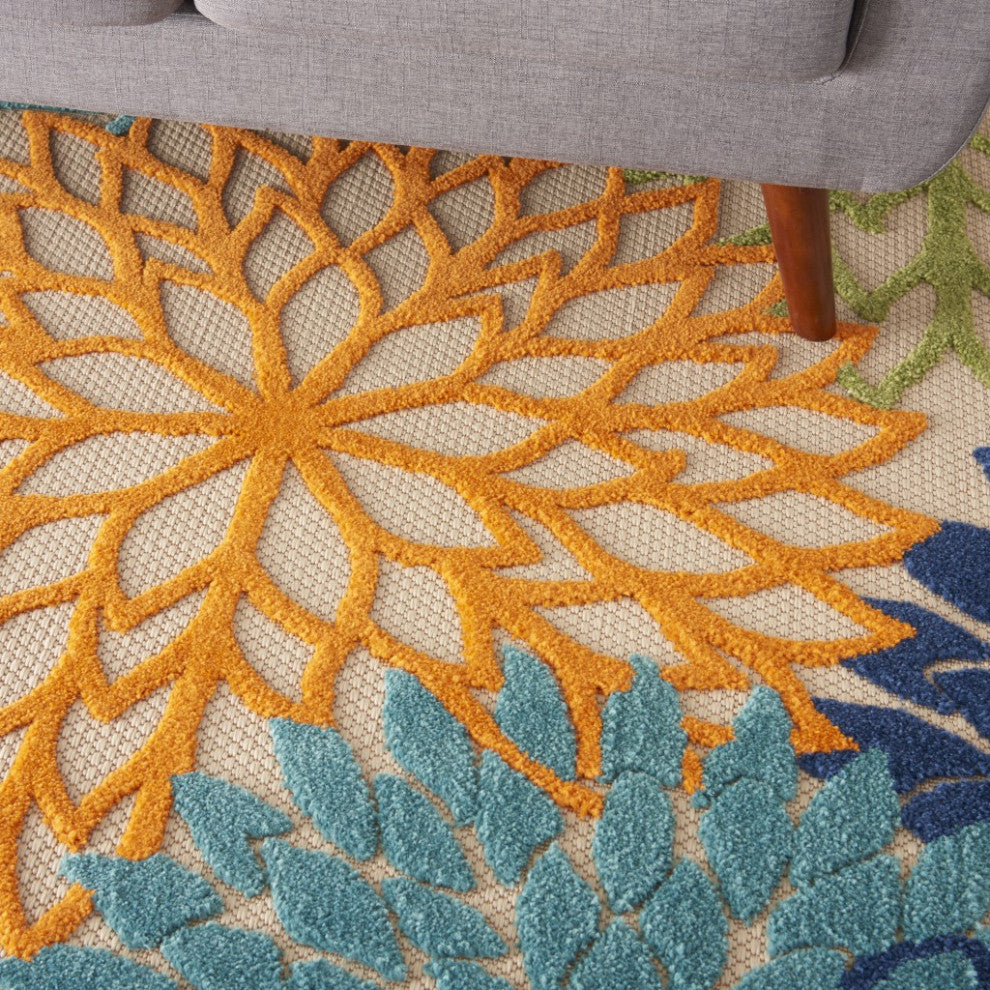 6 x 9 Multicolor Floral Indoor Outdoor Area Rug