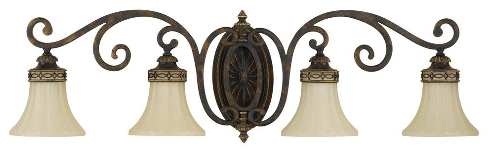 Cervantes Collection 4-Light Vanity, Walnut, English Savor Glass