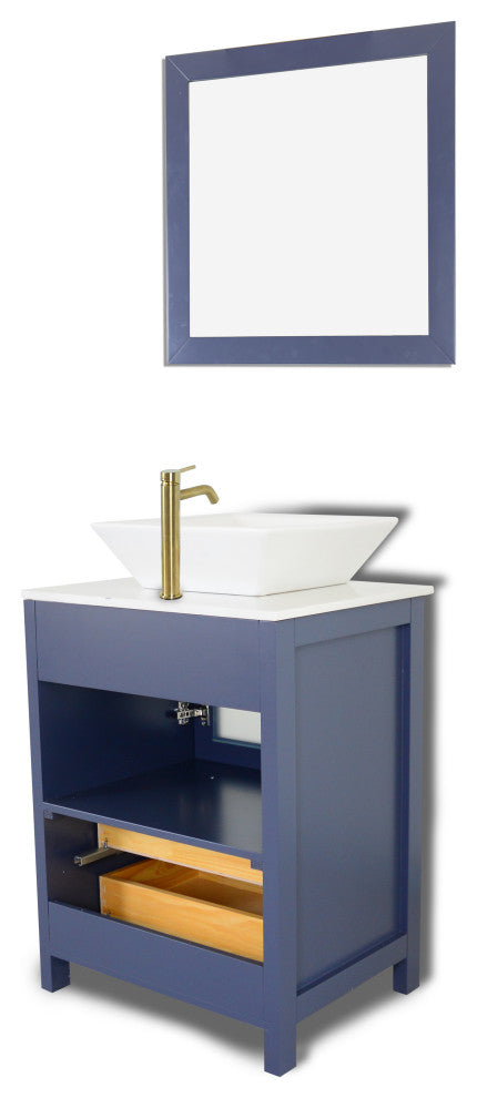 Vanity Art Bathroom Vanity Set With Sink, Blue, 24", Standard Mirror
