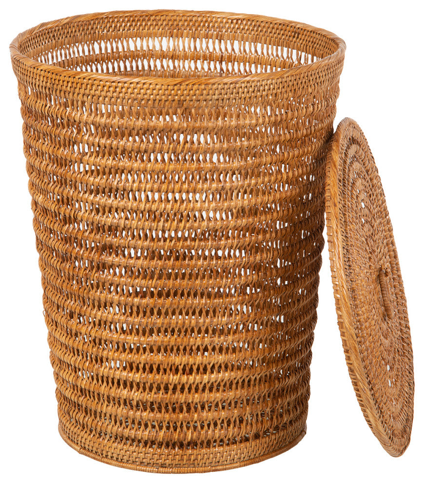 Cambria Rattan Laundry Hamper With Liner, Honey Brown