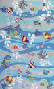 HomeRoots 8'x10' Blue Hand Hooked Coastal Sea Life Indoor Area Rug