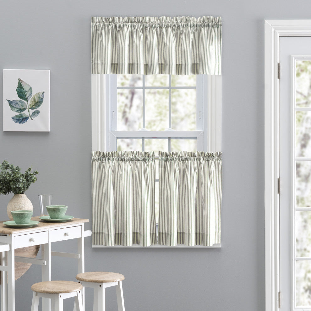 Plaza Stripe 58" x 15" Tailored Valance, Sage