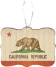 California Flag on Distressed Wood Design Rectangle Christmas Tree Ornament