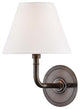Signature No.1 Wall Sconce With Off-White Linen Shade, Distressed Bronze