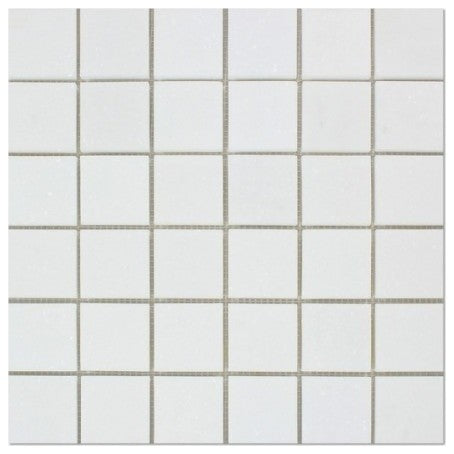 12"x12" Thassos White Greek Marble Polished Mosaic Tile