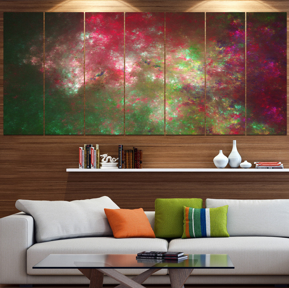 Colorful Starry Fractal Sky, Abstract Canvas Art Print, 83"x32", 7 Panels