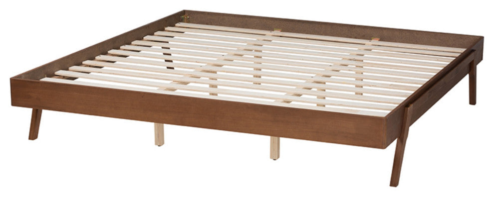 Sarita Ash Walnut Finished Wood King Size Bed Frame